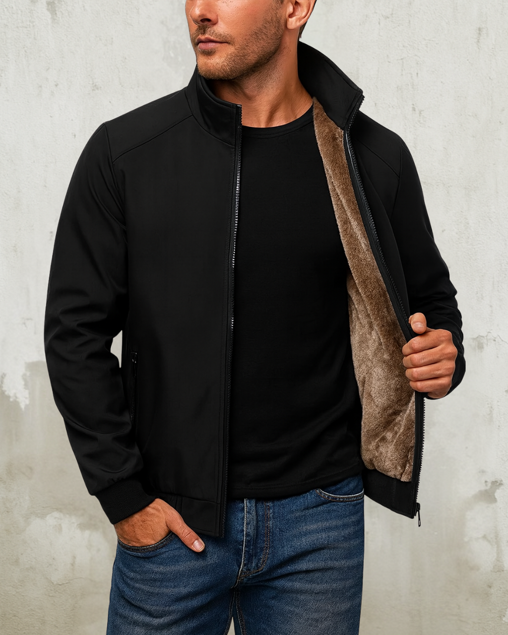 Casaco anti-rugas com forro interior suave para homem