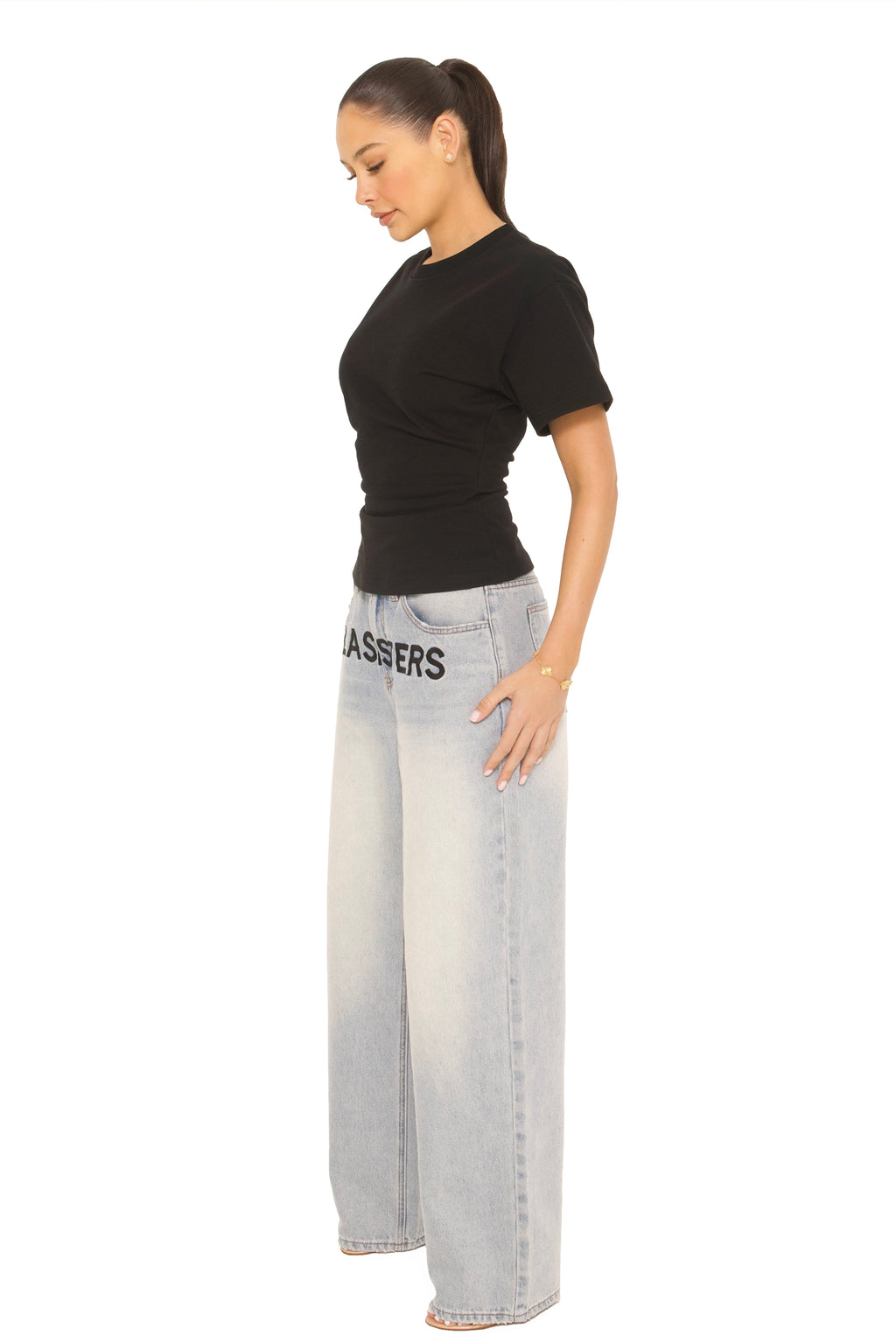 Embroidered Signature Jeans Light Blue