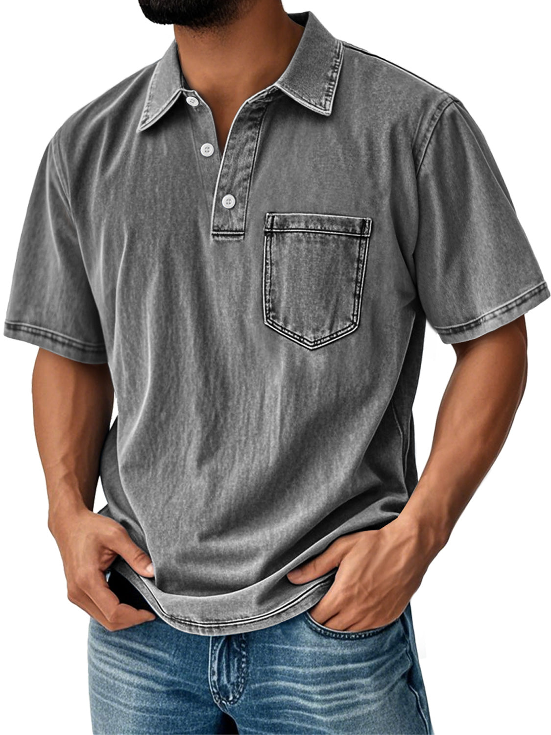 Men's Retro Everyday Lapel Pocket Casual Short Sleeve POLO Shirt